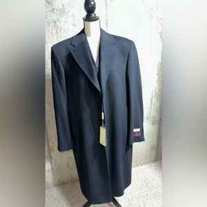 Men’s Italian fabric Navy classic single breasted top coat size: 42 Regular
